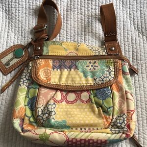 Fossil canvas cross body bag
